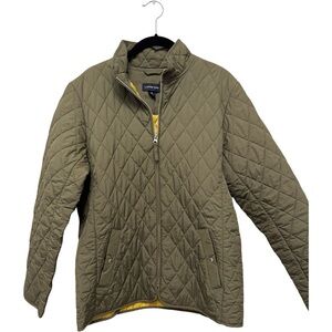 Lands' End Women's Quilted Bomber Jacket in Olive